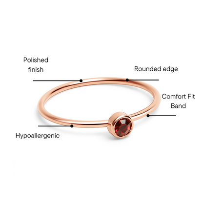 18k Rose Gold PVD Coated Stainless Steel Birthstone Stacking Ring