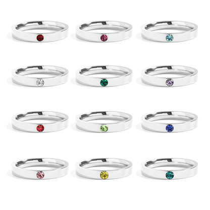 Stainless Steel Birthstone Engravable Stacking Ring