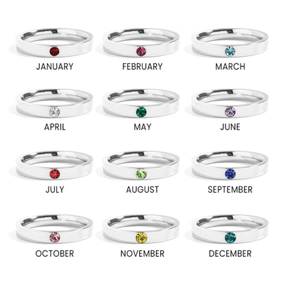 Stainless Steel Birthstone Engravable Stacking Ring