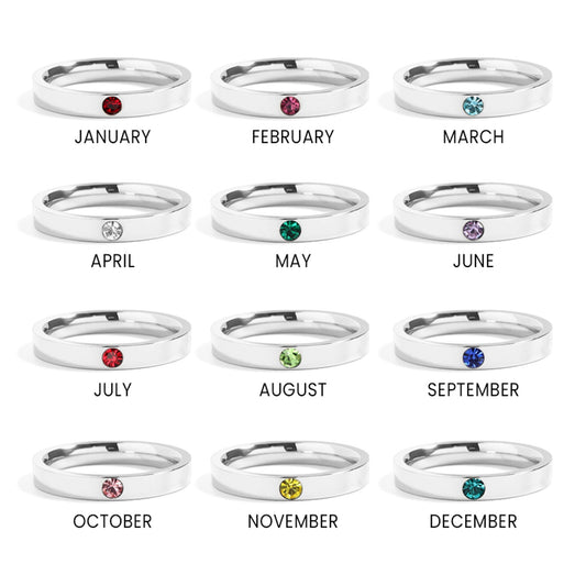 Stainless Steel Birthstone Engravable Stacking Ring