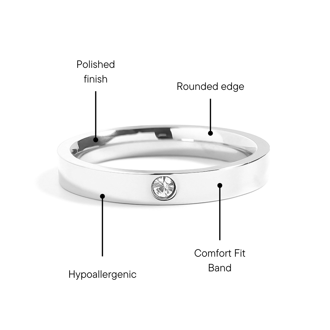 Stainless Steel Birthstone Engravable Stacking Ring