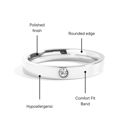 Stainless Steel Birthstone Engravable Stacking Ring