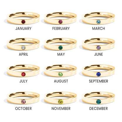 18K Gold PVD Stainless Steel Birthstone Engravable Stacking Ring