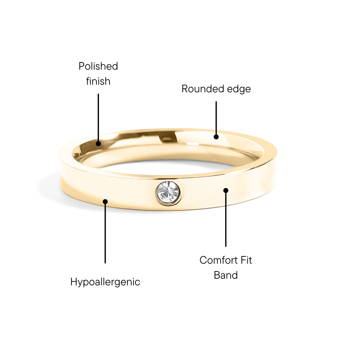 18K Gold PVD Stainless Steel Birthstone Engravable Stacking Ring