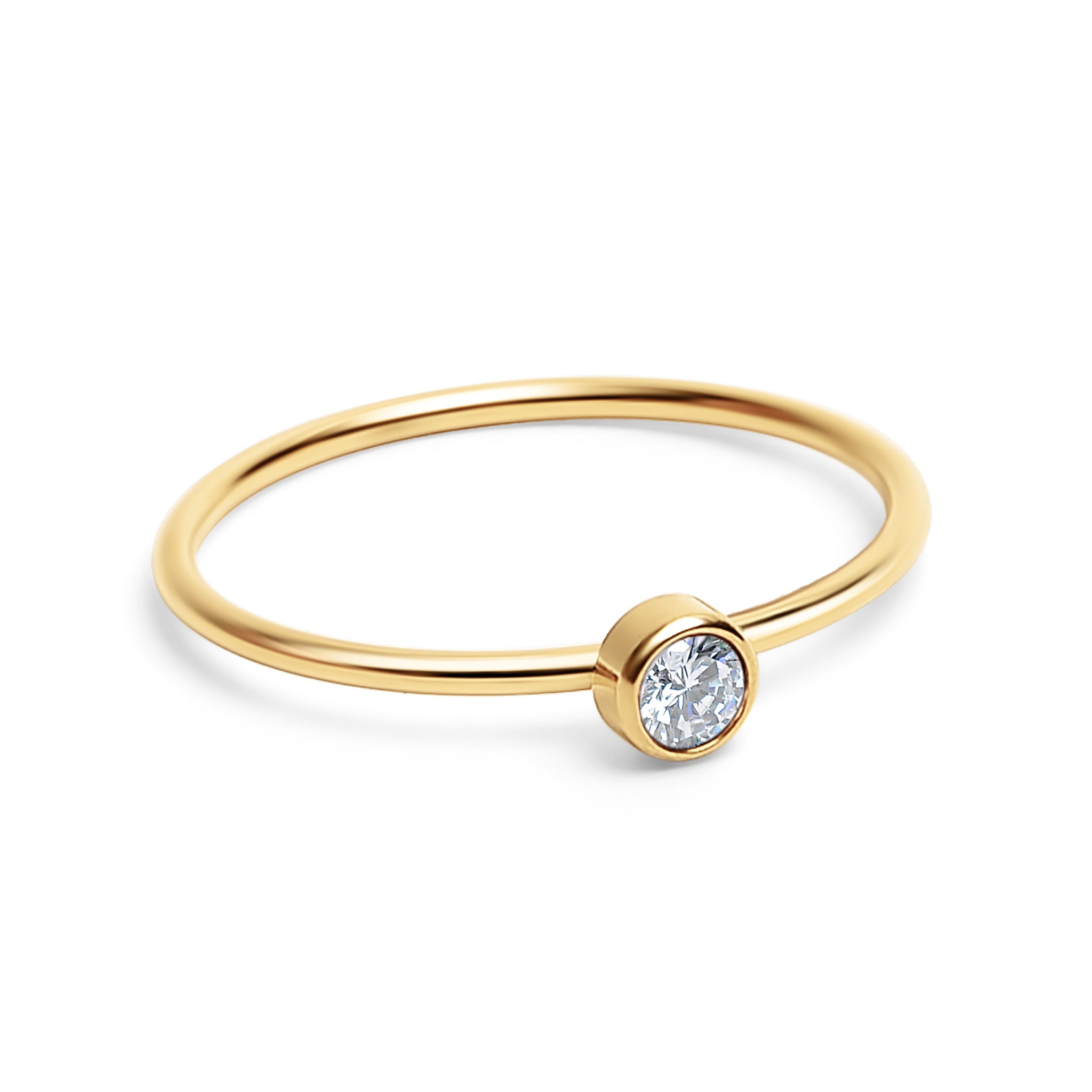 18K Gold PVD Stainless Steel Birthstone Stacking Ring