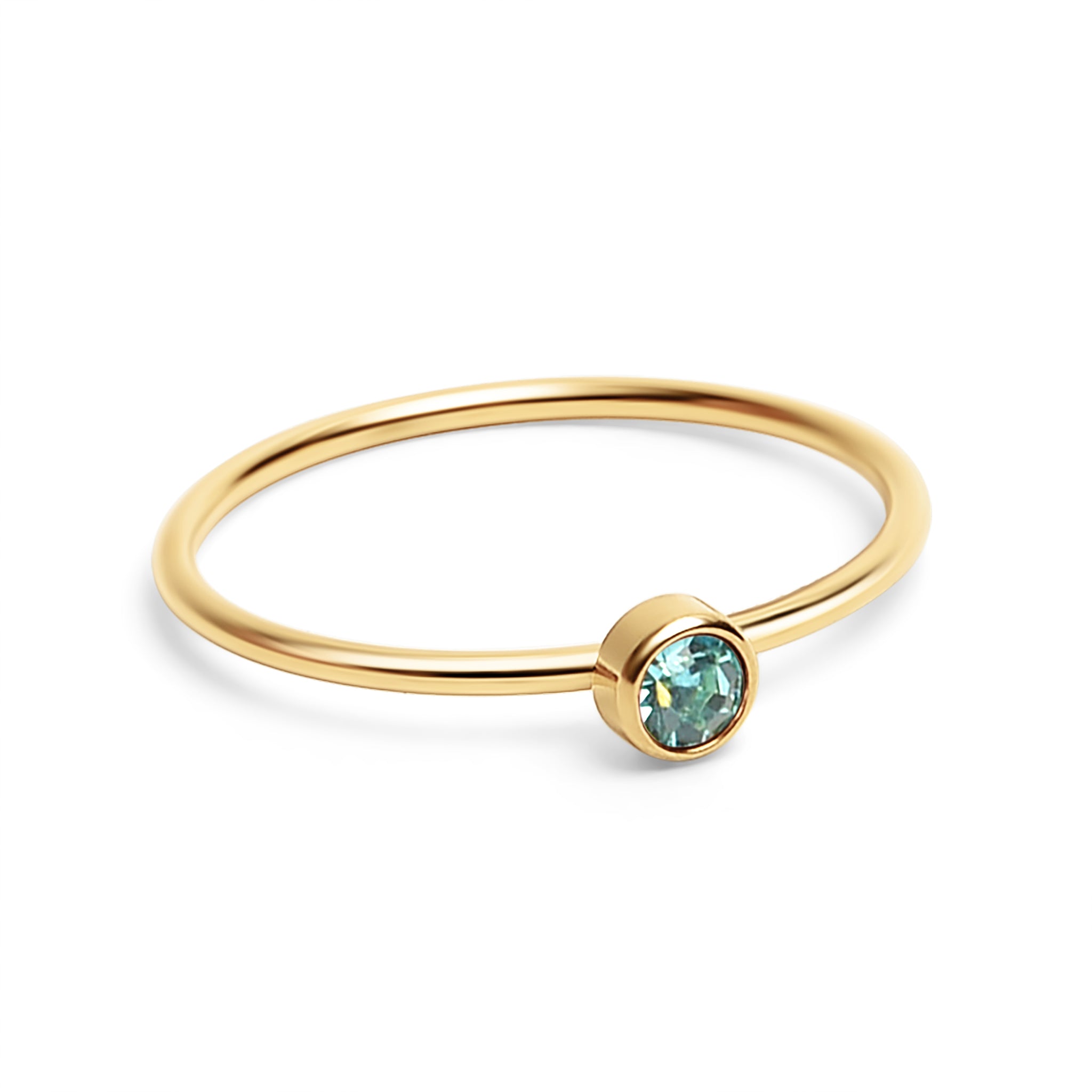 18K Gold PVD Stainless Steel Birthstone Stacking Ring