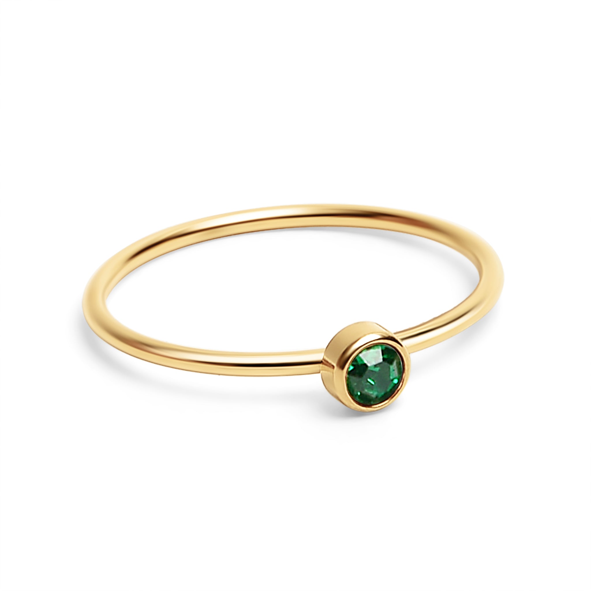 18K Gold PVD Stainless Steel Birthstone Stacking Ring