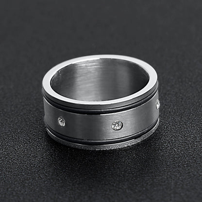 CZ Stones With Rubber Accents Highly Polished Stainless Steel Ring