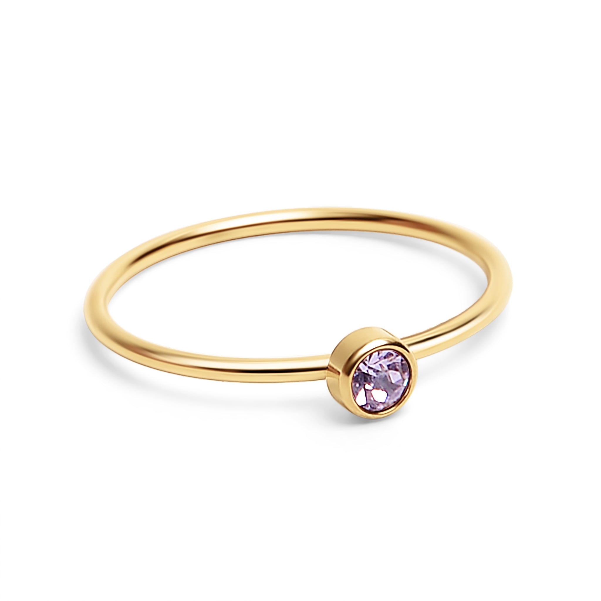 18K Gold PVD Stainless Steel Birthstone Stacking Ring