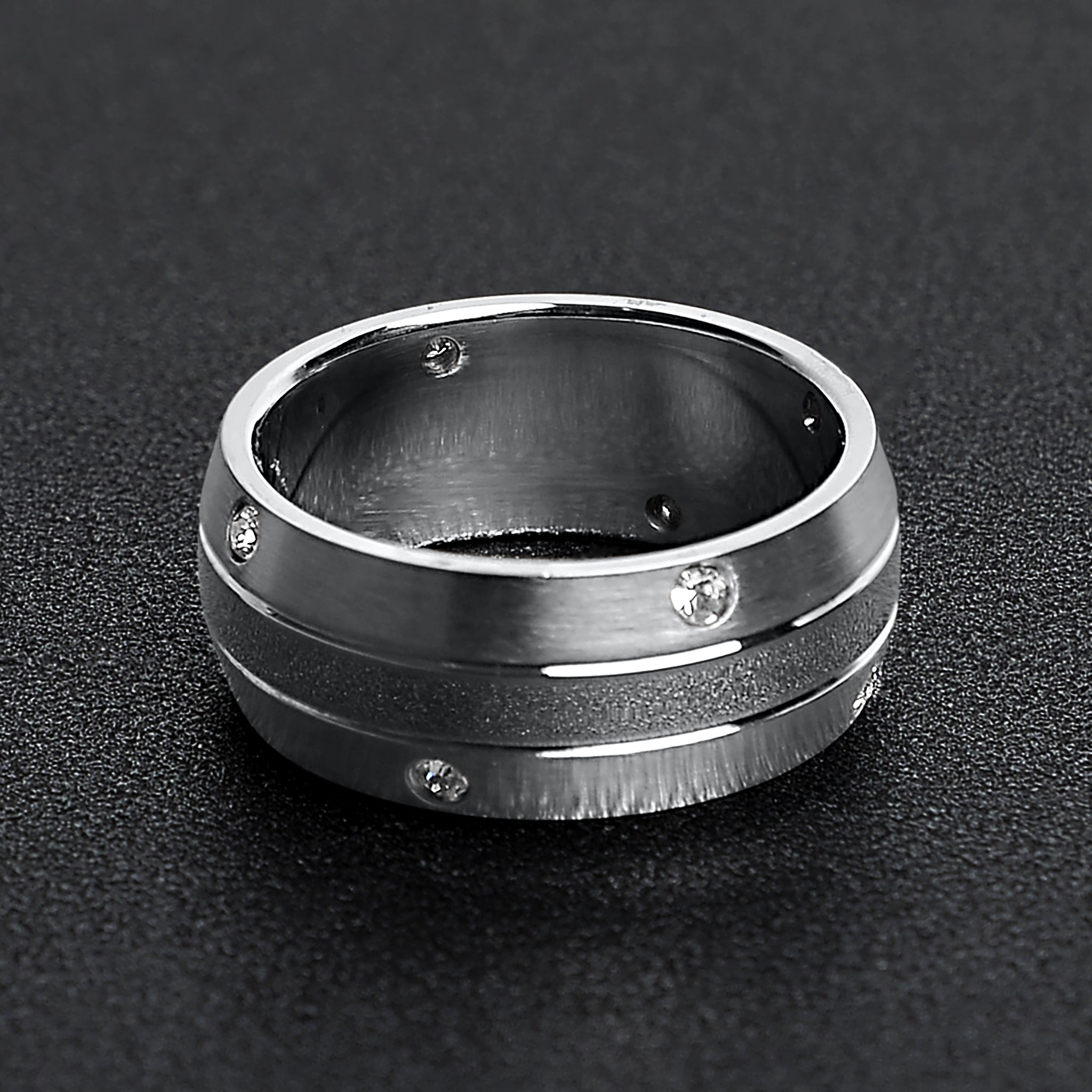CZ Stones With Highly Polished Stainless Steel Ring