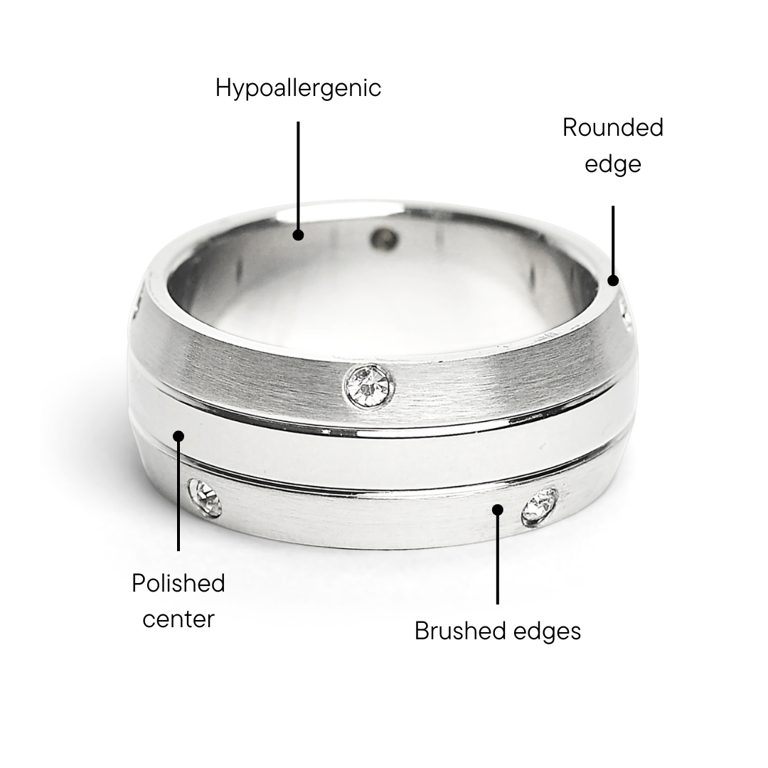 CZ Stones With Highly Polished Stainless Steel Ring