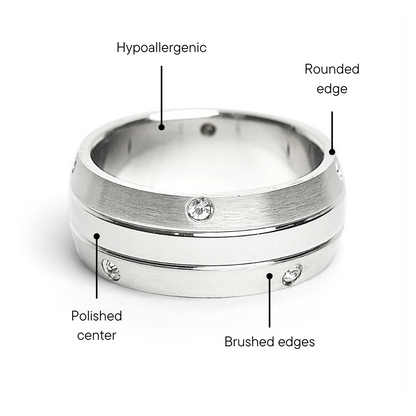 CZ Stones With Highly Polished Stainless Steel Ring