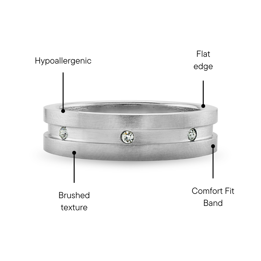 CZ Stones With Highly Polished Stainless Steel Ring