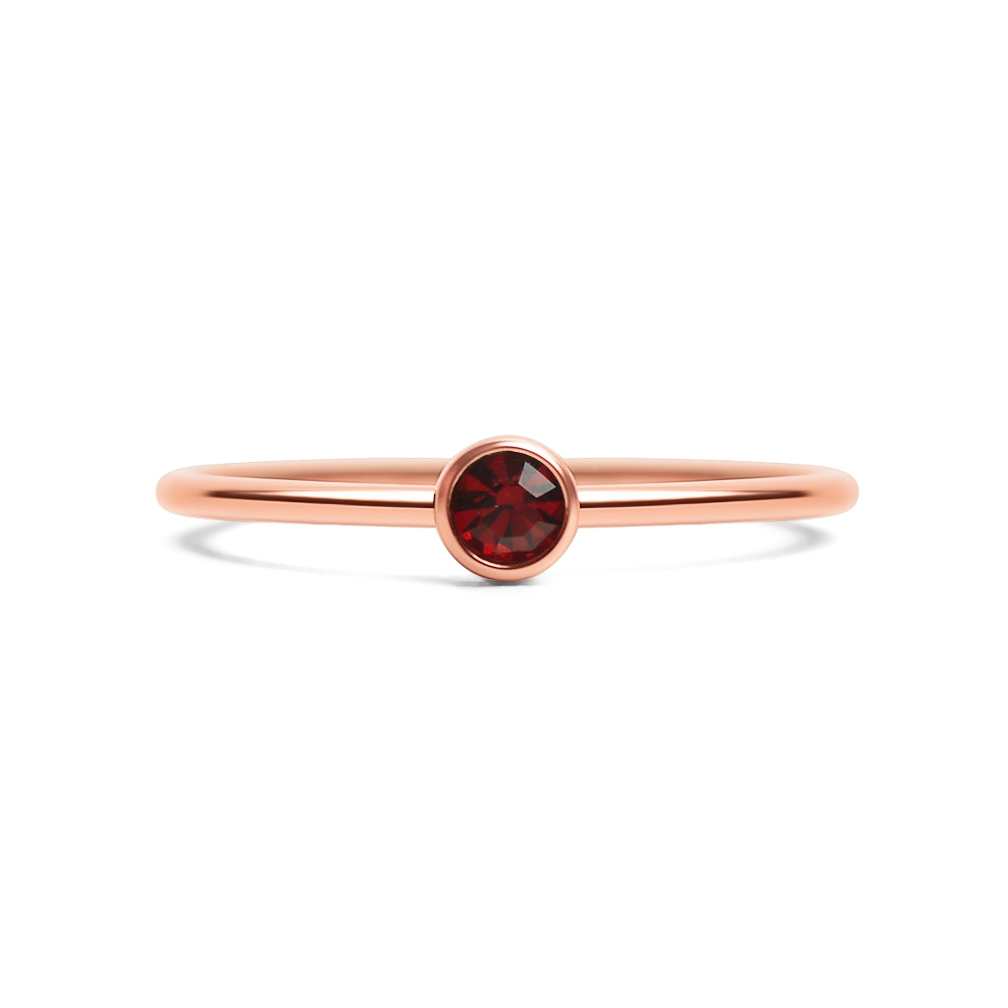 18k Rose Gold PVD Coated Stainless Steel Birthstone Stacking Ring