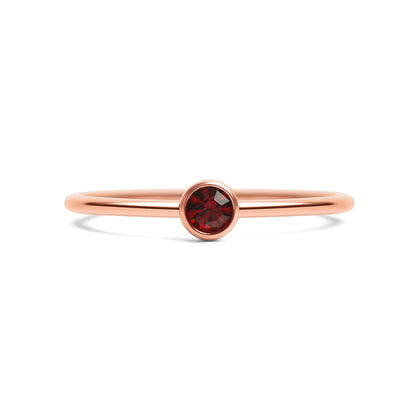 18K Rose Gold PVD Stainless Steel Birthstone Stacking Ring Size 3