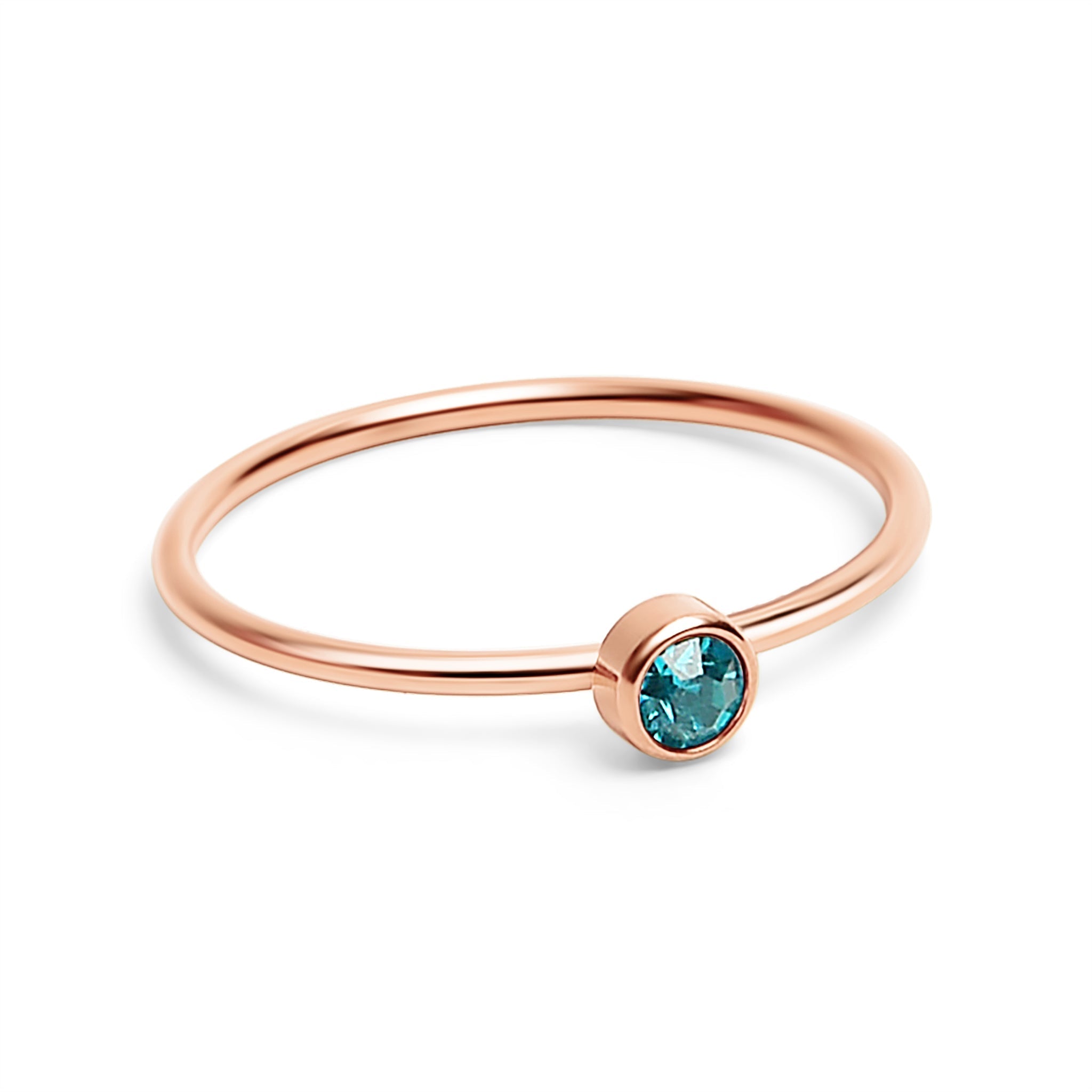 18K Rose Gold PVD Stainless Steel Birthstone Stacking Ring Size 3