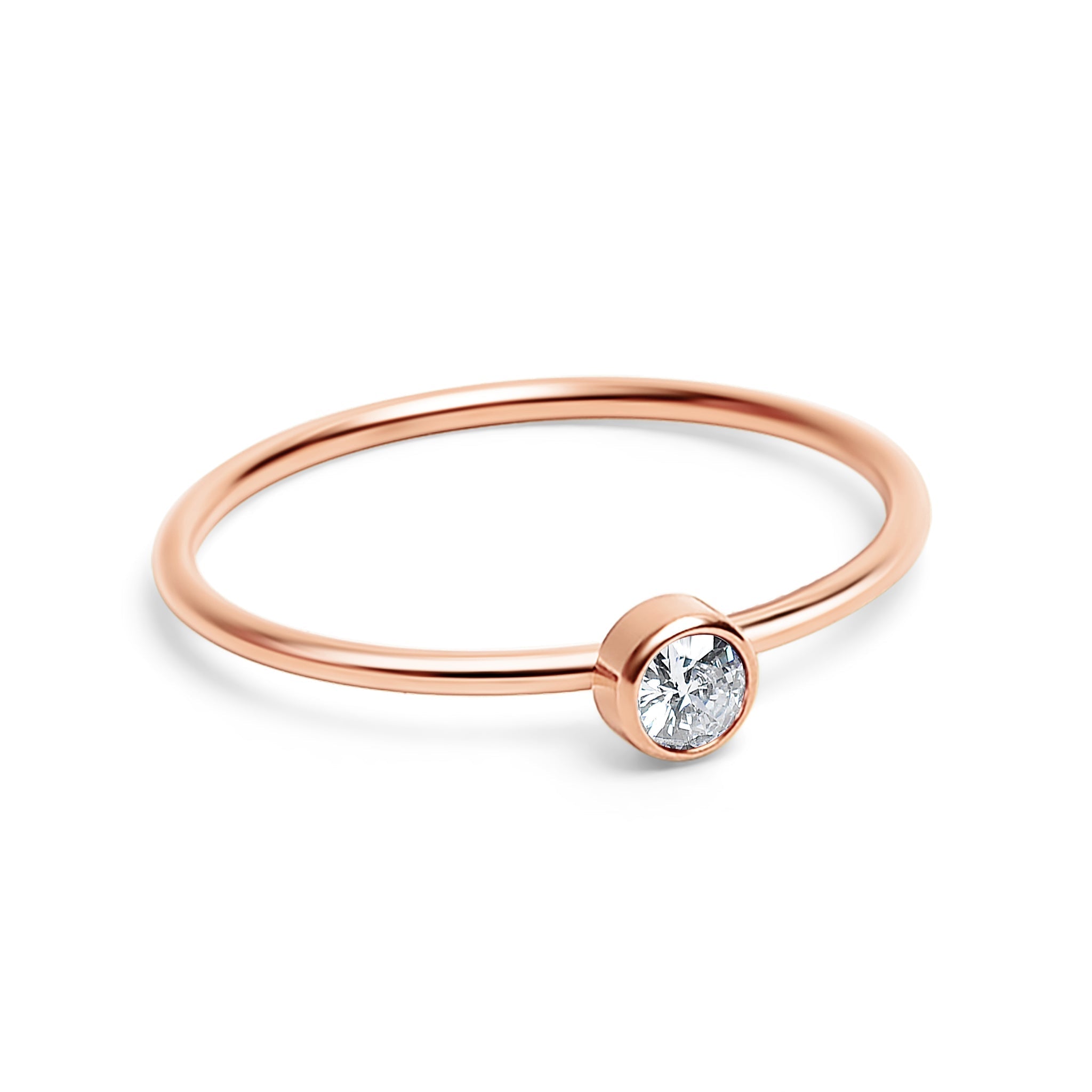18K Rose Gold PVD Stainless Steel Birthstone Stacking Ring Size 3