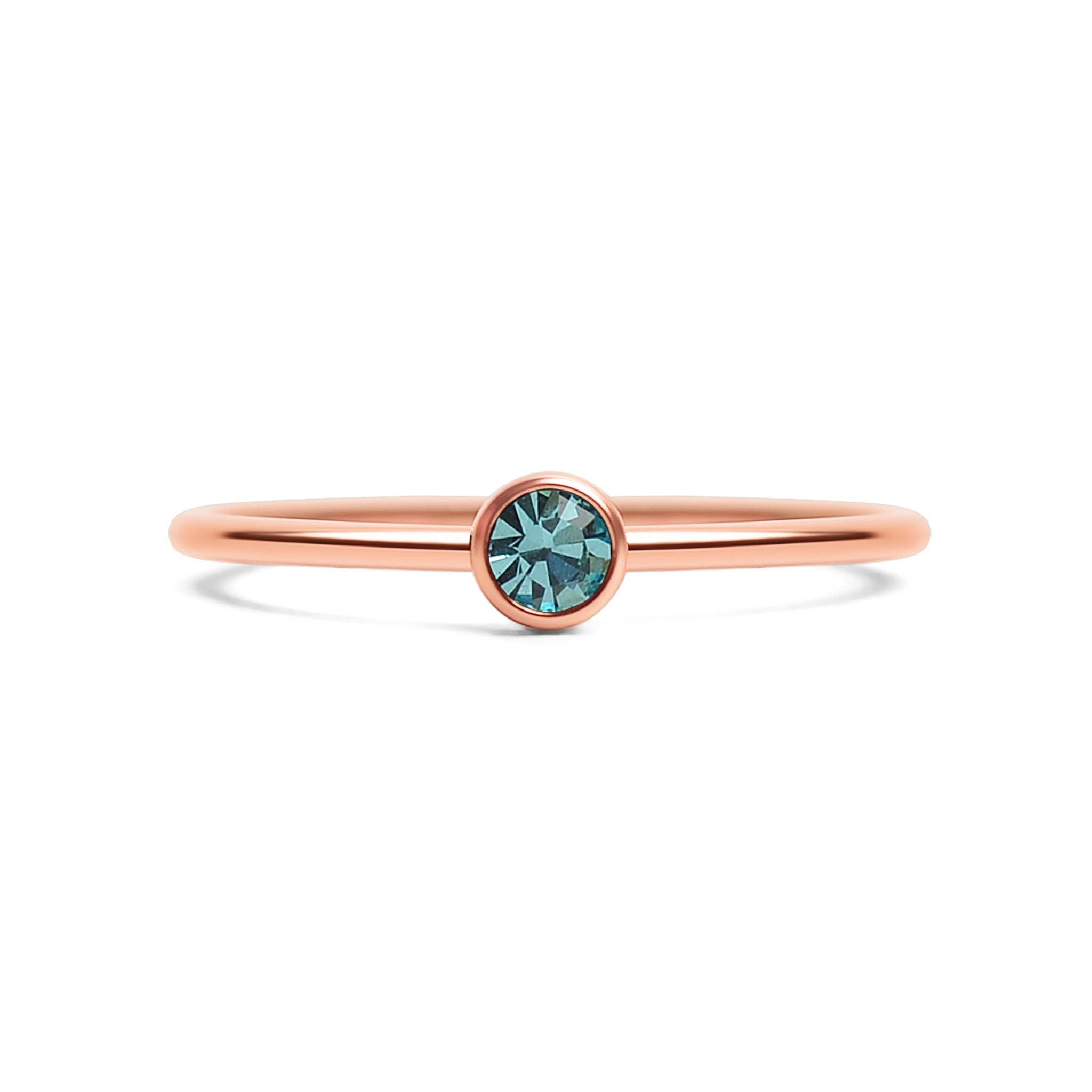 18k Rose Gold PVD Coated Stainless Steel Birthstone Stacking Ring