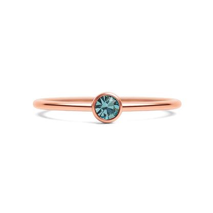 18K Rose Gold PVD Stainless Steel Birthstone Stacking Ring Size 3
