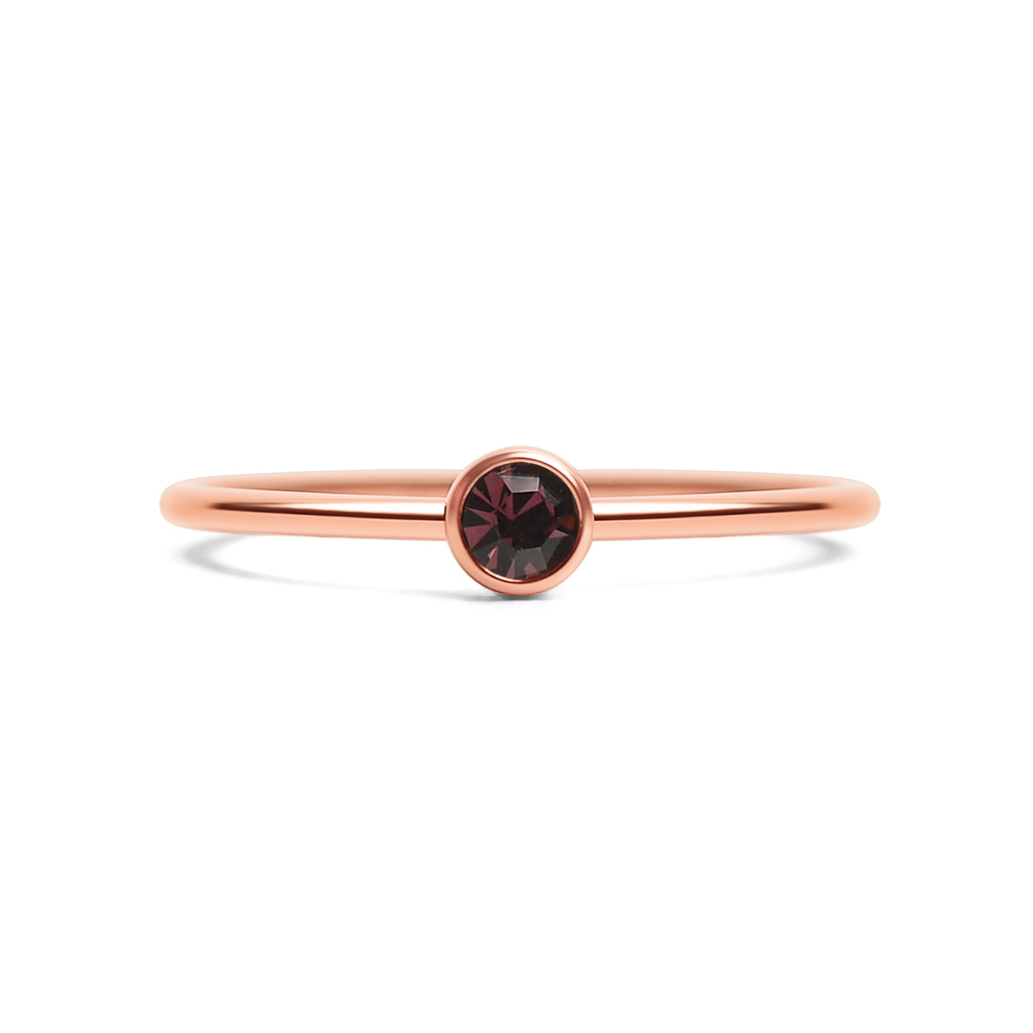 18k Rose Gold PVD Coated Stainless Steel Birthstone Stacking Ring