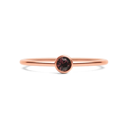 18k Rose Gold PVD Coated Stainless Steel Birthstone Stacking Ring