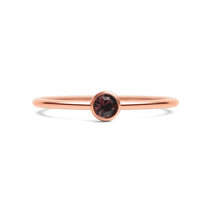 18K Rose Gold PVD Stainless Steel Birthstone Stacking Ring Size 3