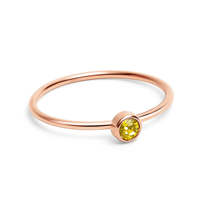 18K Rose Gold PVD Stainless Steel Birthstone Stacking Ring Size 3