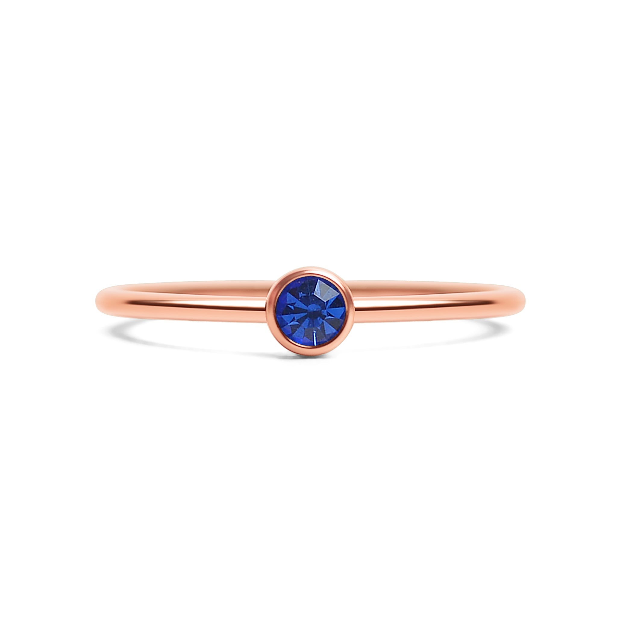 18k Rose Gold PVD Coated Stainless Steel Birthstone Stacking Ring