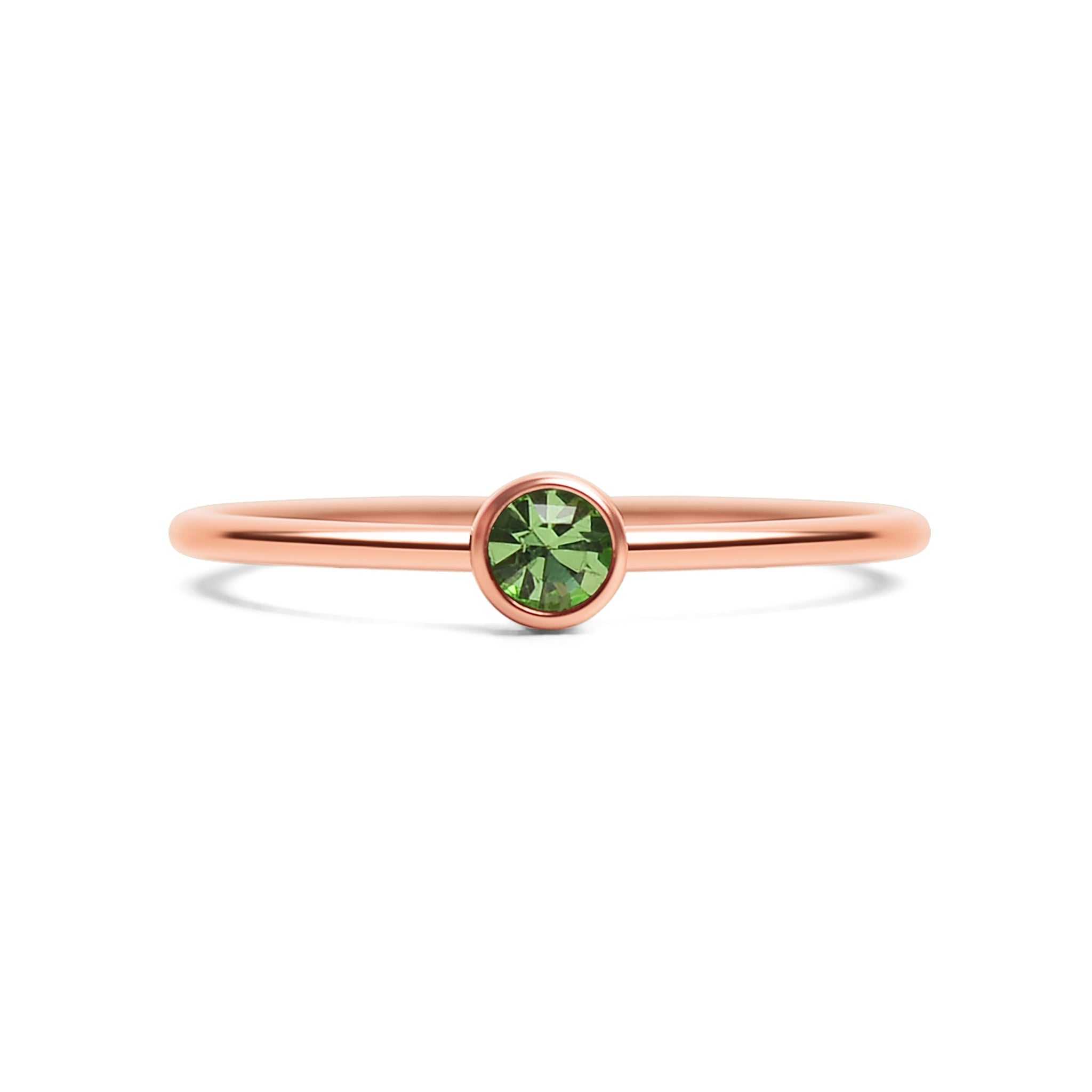 18k Rose Gold PVD Coated Stainless Steel Birthstone Stacking Ring