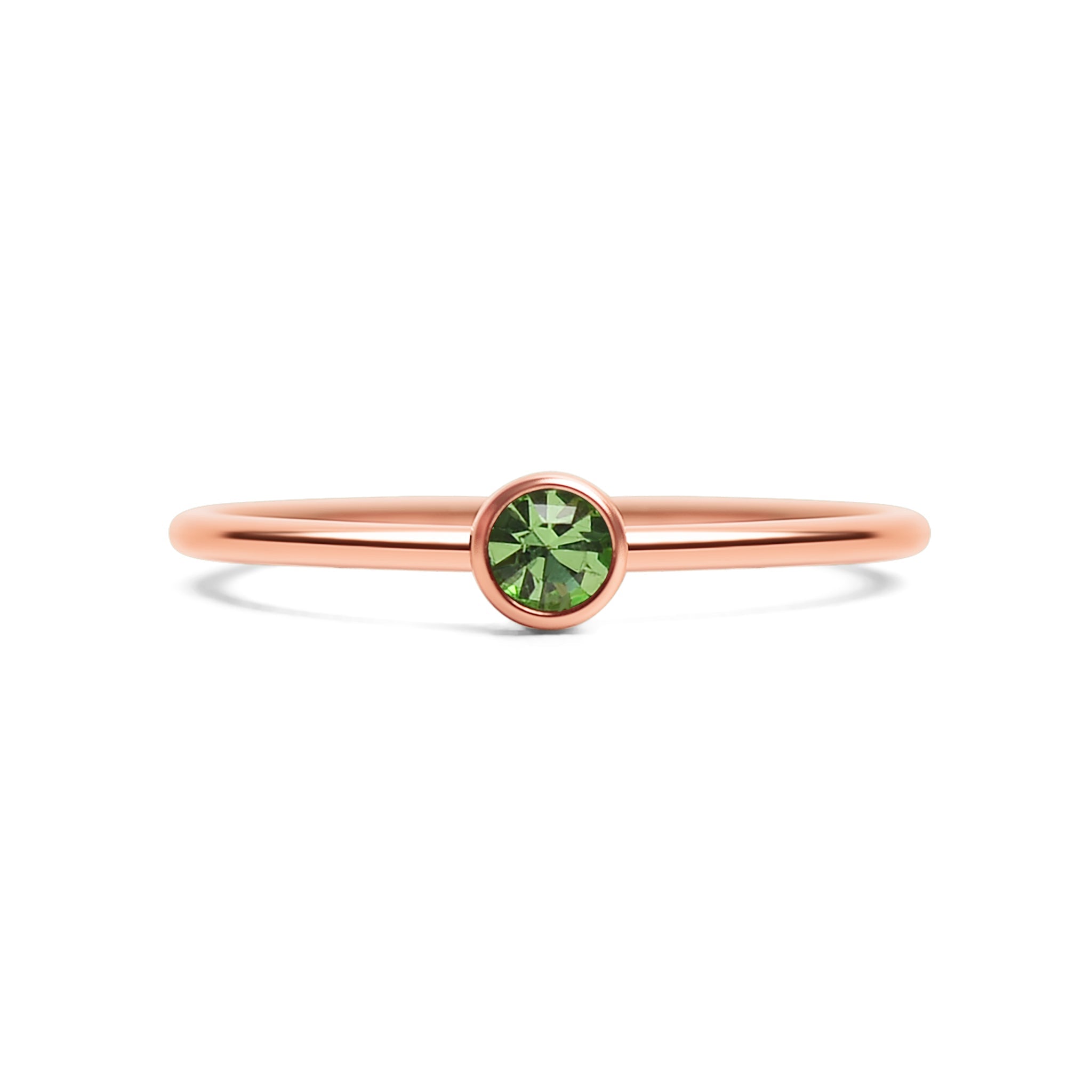 18K Rose Gold PVD Stainless Steel Birthstone Stacking Ring Size 3