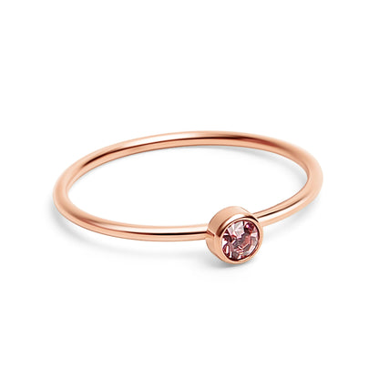 18k Rose Gold PVD Coated Stainless Steel Birthstone Stacking Ring