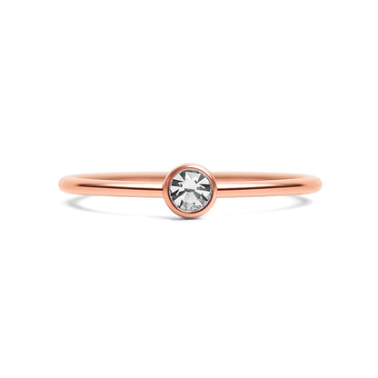 18K Rose Gold PVD Stainless Steel Birthstone Stacking Ring Size 3