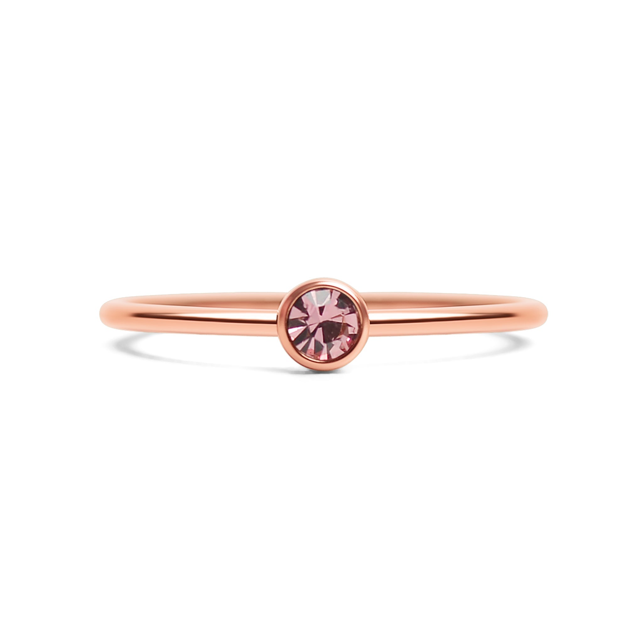18k Rose Gold PVD Coated Stainless Steel Birthstone Stacking Ring
