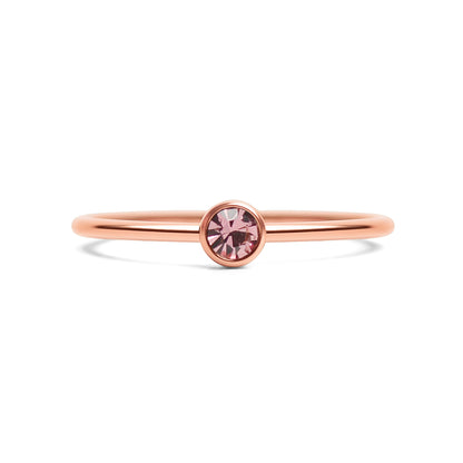 18k Rose Gold PVD Coated Stainless Steel Birthstone Stacking Ring