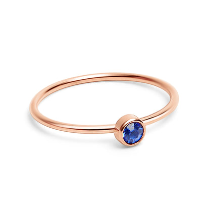 18K Rose Gold PVD Stainless Steel Birthstone Stacking Ring Size 3