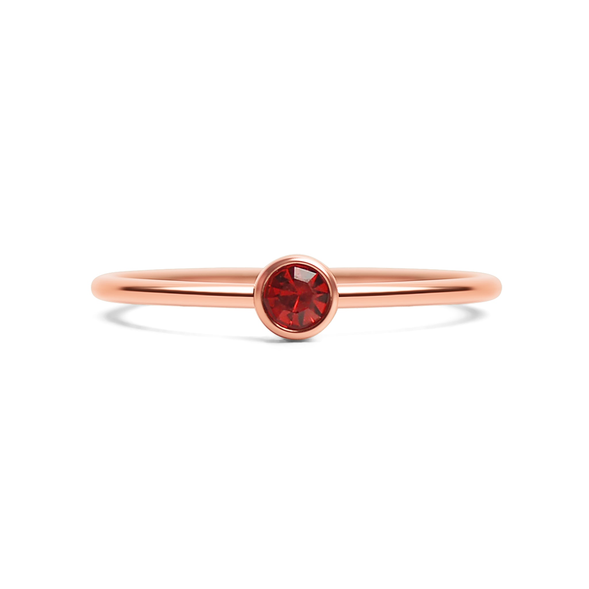 18K Rose Gold PVD Stainless Steel Birthstone Stacking Ring Size 3