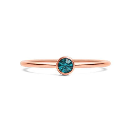 18K Rose Gold PVD Stainless Steel Birthstone Stacking Ring Size 3