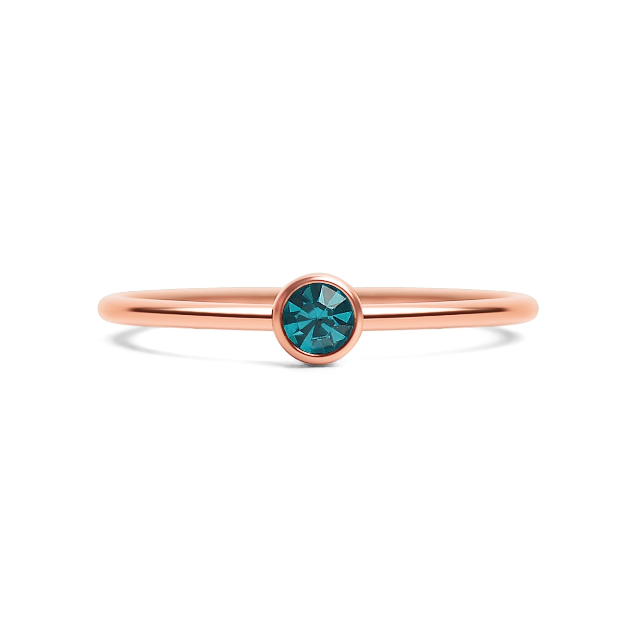 18k Rose Gold PVD Coated Stainless Steel Birthstone Stacking Ring
