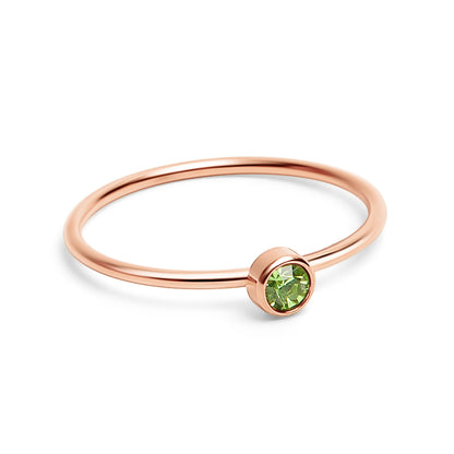 18k Rose Gold PVD Coated Stainless Steel Birthstone Stacking Ring