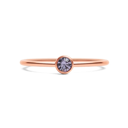 18k Rose Gold PVD Coated Stainless Steel Birthstone Stacking Ring