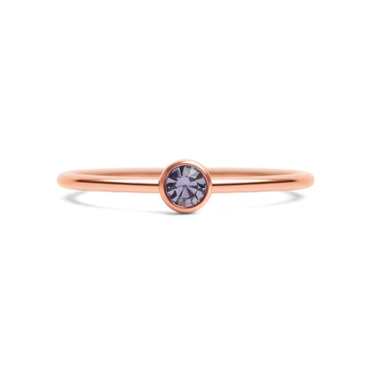 18K Rose Gold PVD Stainless Steel Birthstone Stacking Ring Size 3