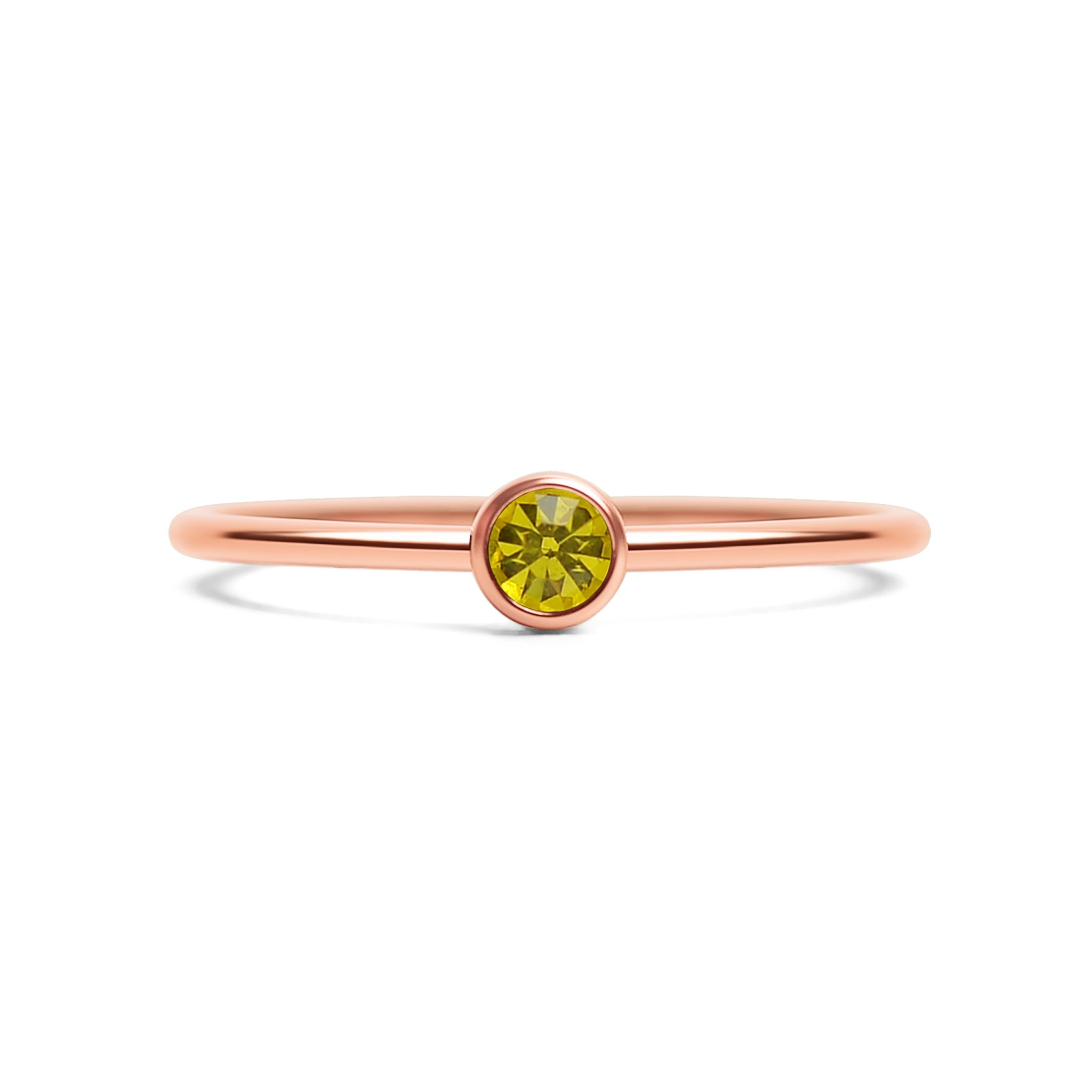 18k Rose Gold PVD Coated Stainless Steel Birthstone Stacking Ring