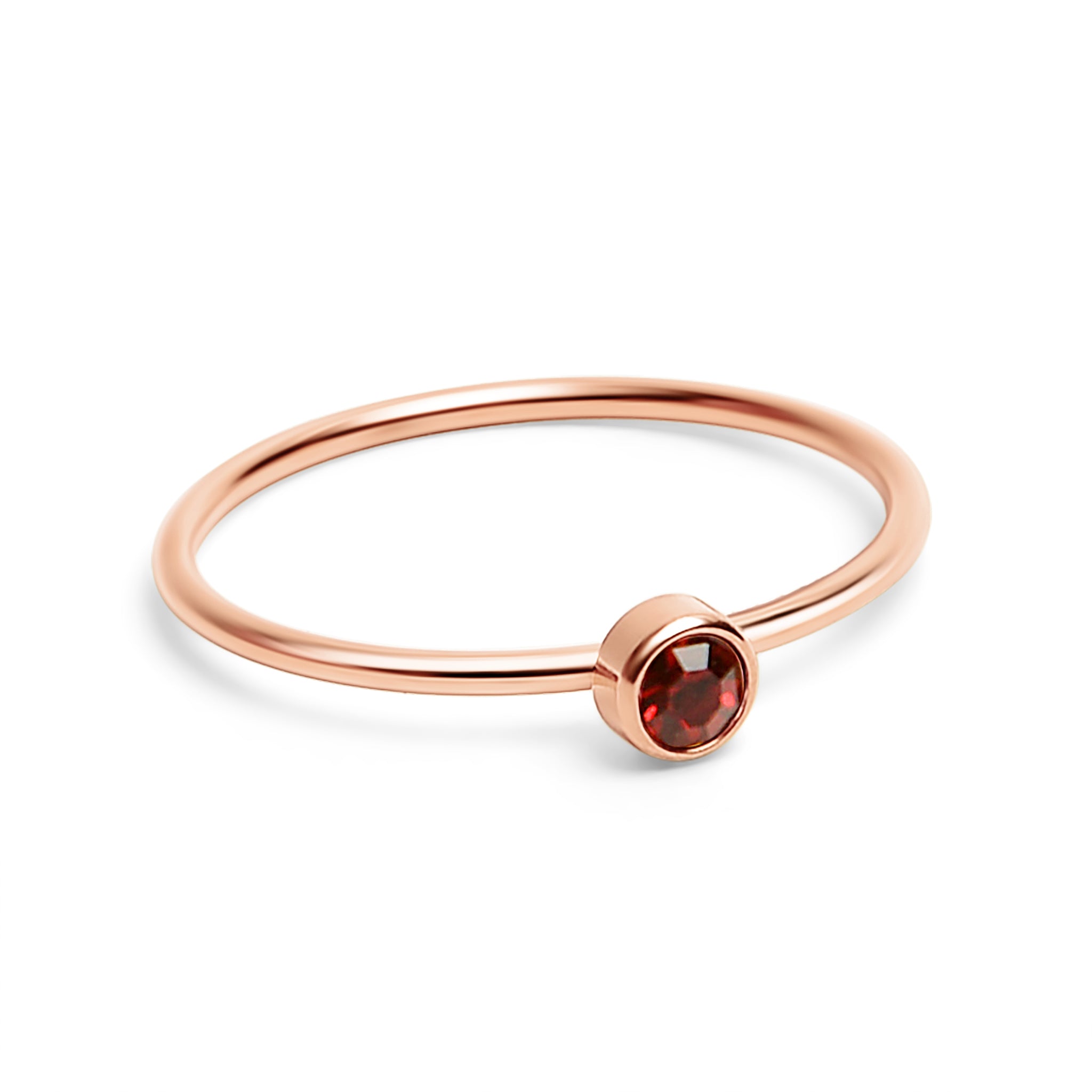 18K Rose Gold PVD Stainless Steel Birthstone Stacking Ring Size 3
