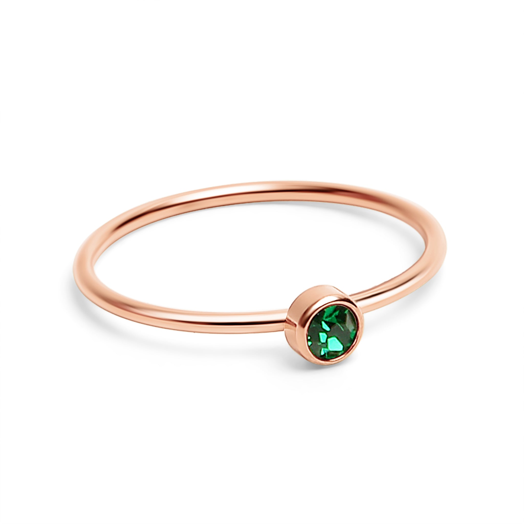 18k Rose Gold PVD Coated Stainless Steel Birthstone Stacking Ring