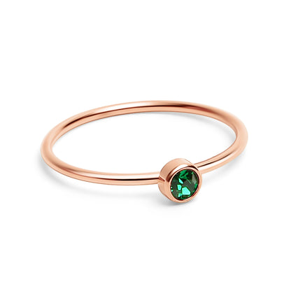 18k Rose Gold PVD Coated Stainless Steel Birthstone Stacking Ring