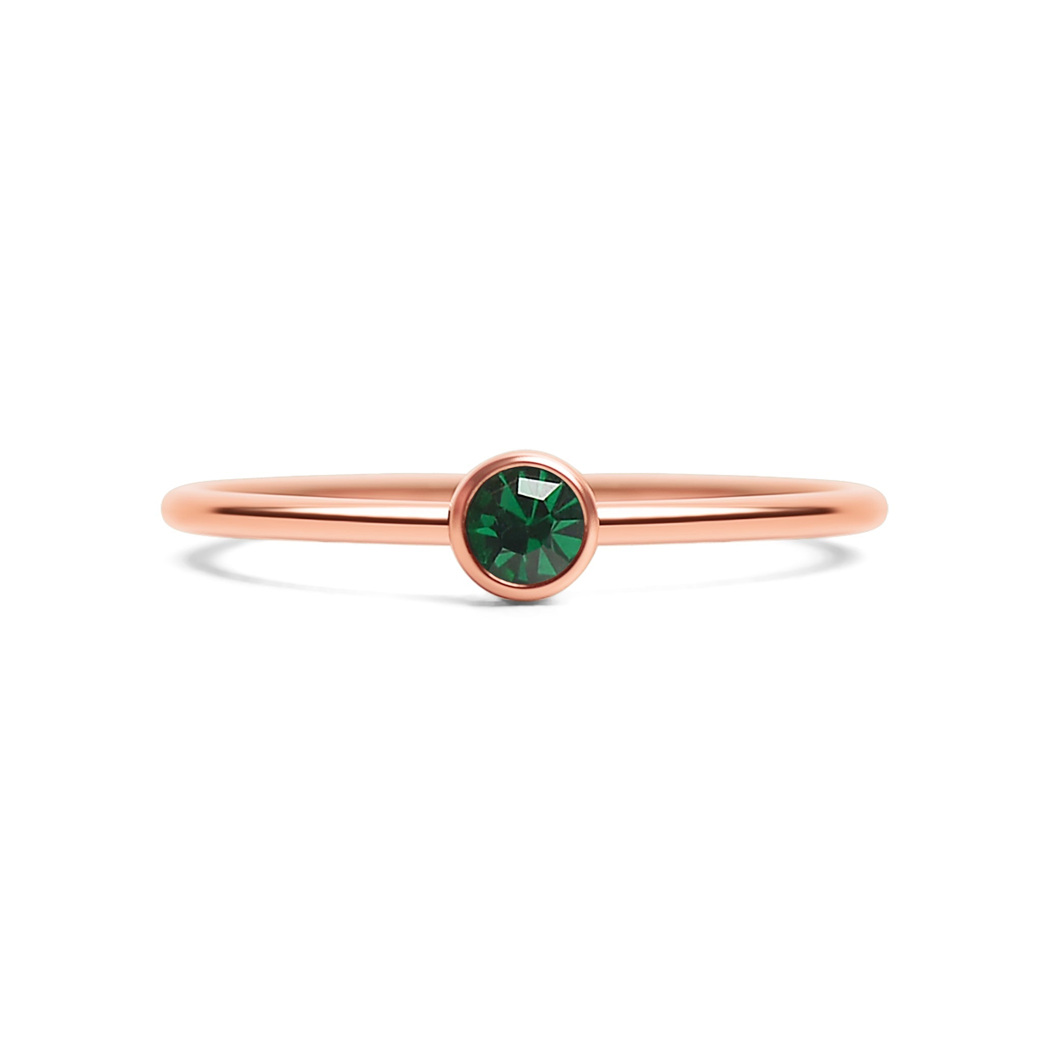18K Rose Gold PVD Stainless Steel Birthstone Stacking Ring Size 3