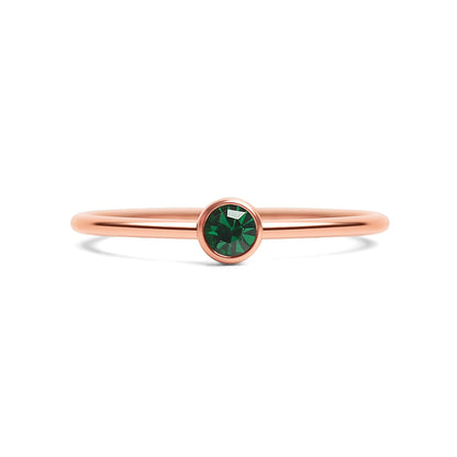 18K Rose Gold PVD Stainless Steel Birthstone Stacking Ring Size 3