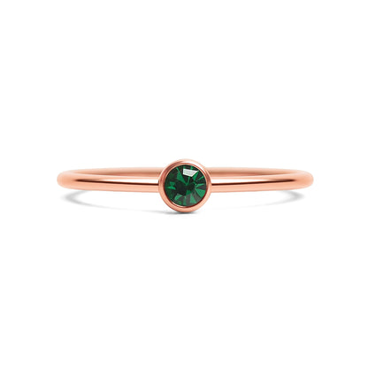 18k Rose Gold PVD Coated Stainless Steel Birthstone Stacking Ring