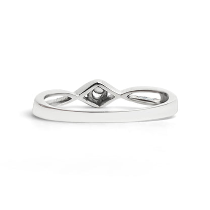 Stainless Steel Twisted Band CZ Accent Ring
