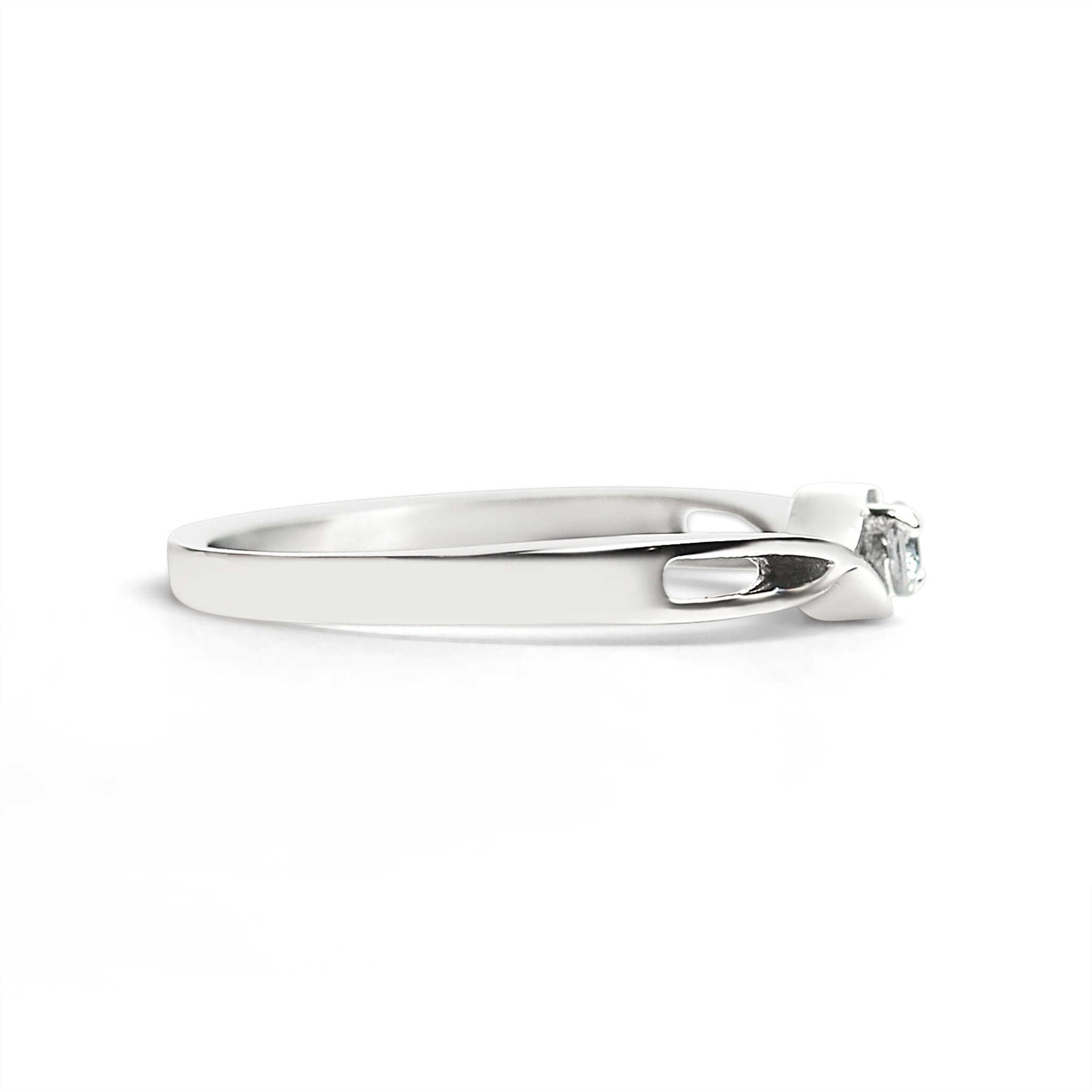 Stainless Steel Twisted Band CZ Accent Ring